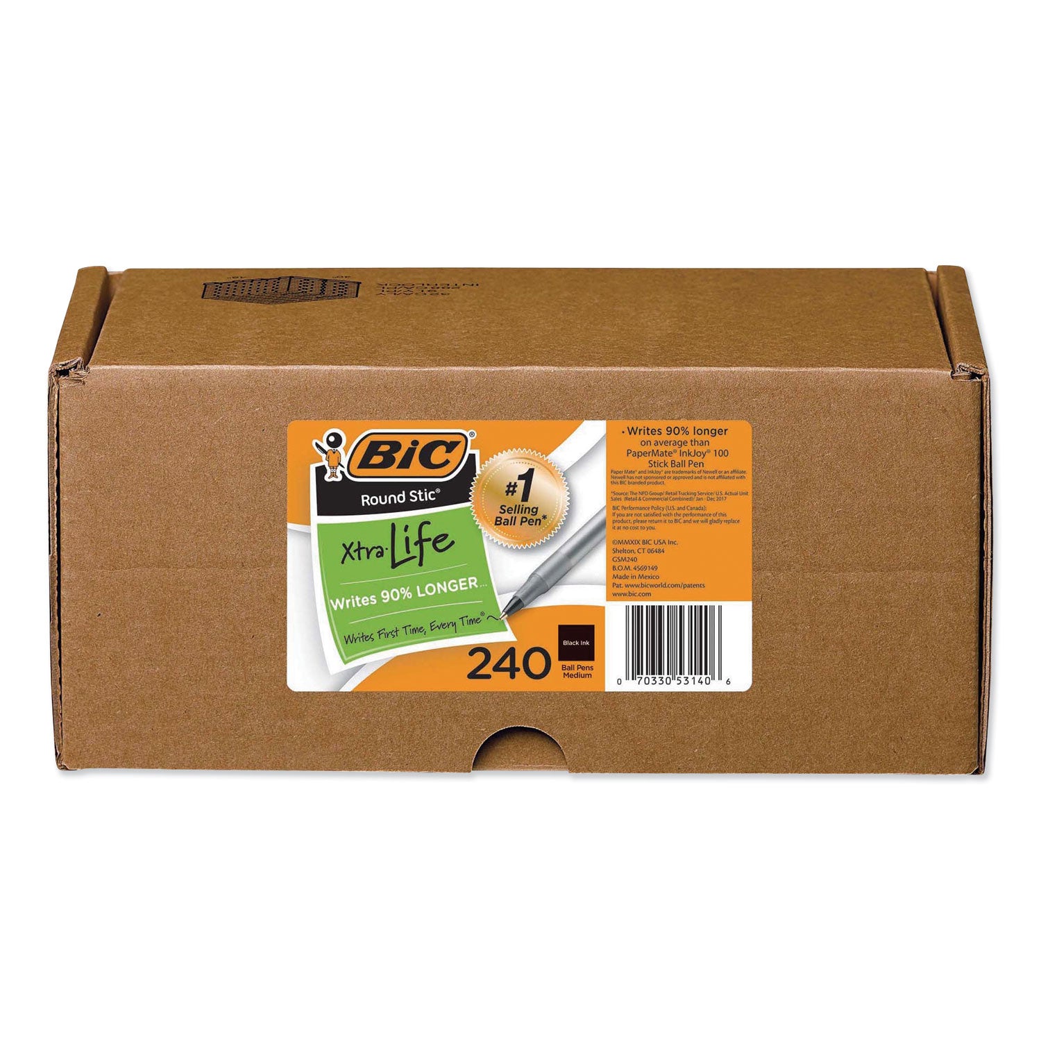 round-stic-xtra-life-ballpoint-pen-xtra-value-pack-stick-medium-1-mm-black-ink-translucent-frost-barrel-240-carton_bicgsm240bk - 1