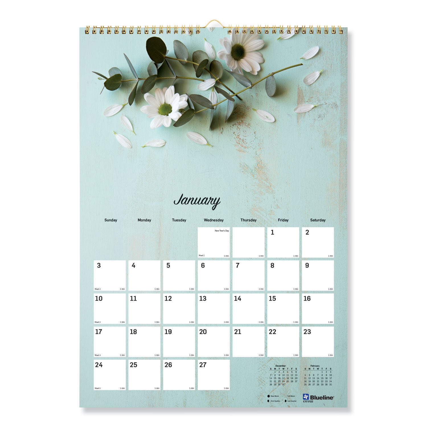 Romantic Wall Calendar, Romantic Floral Photography, 12 x 17, Multicolor/White Sheets, 12-Month (Jan to Dec): 2024 - 1