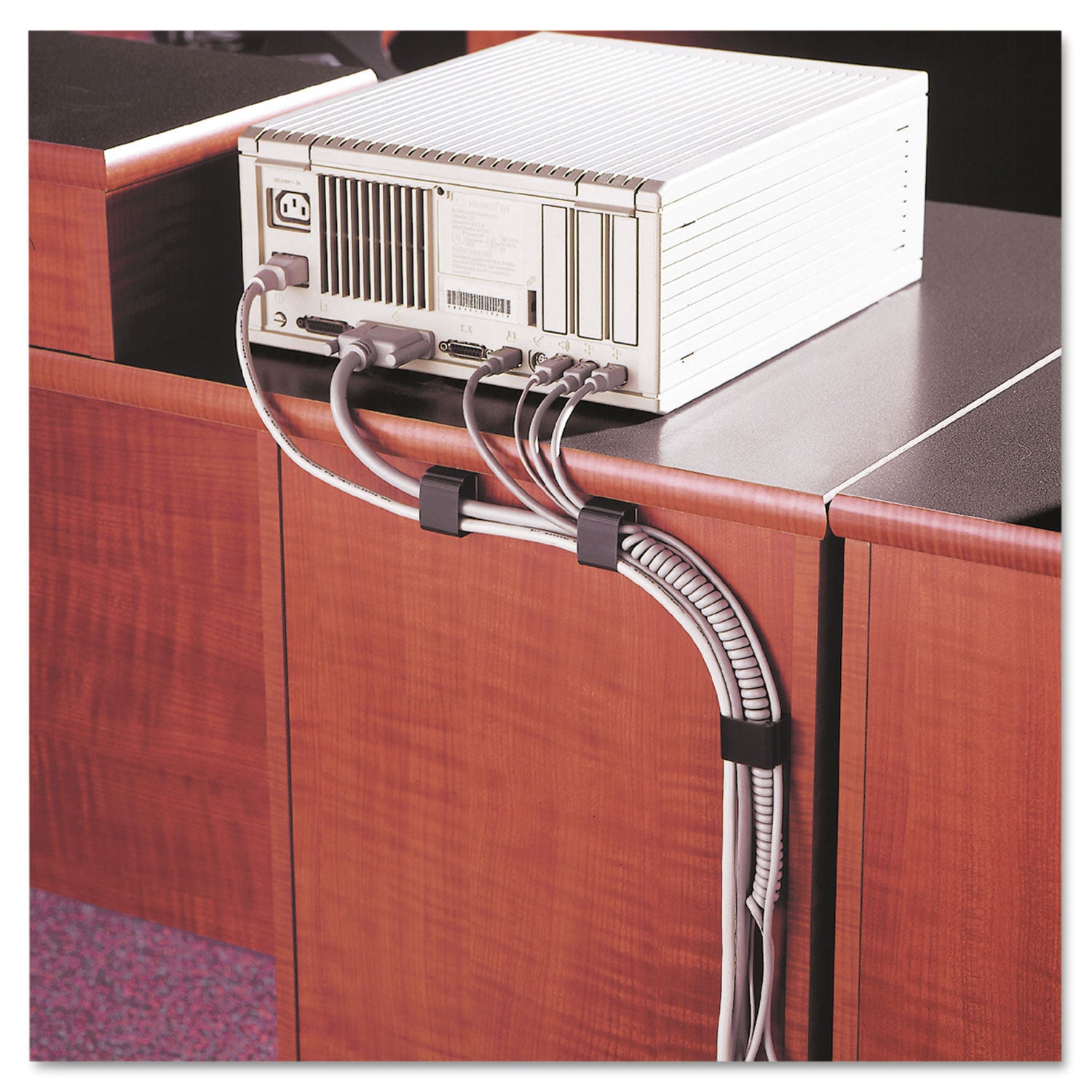 Self-Adhesive Wire Clips, Black, 6/Pack -