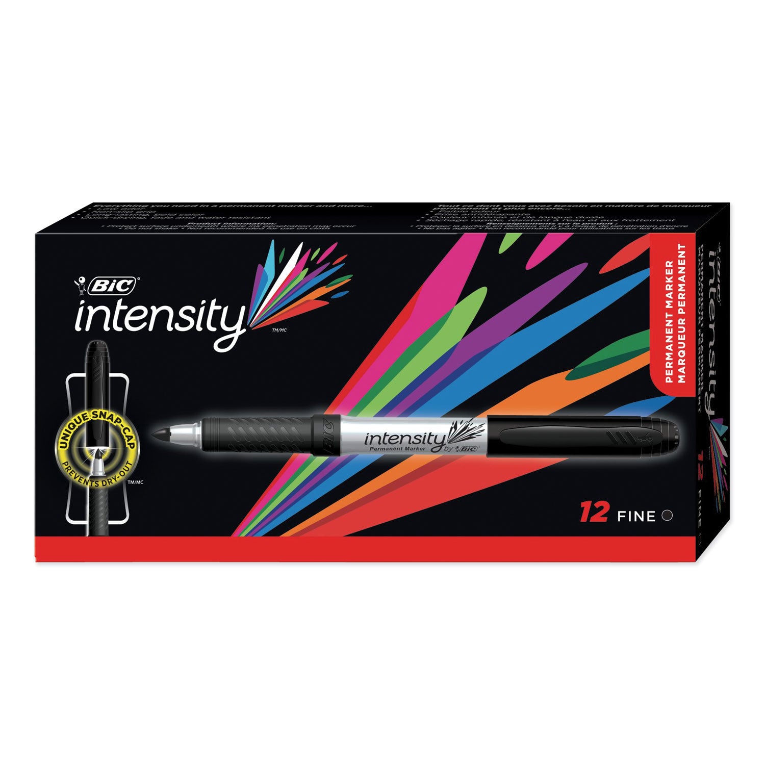 Intensity Fine Tip Permanent Marker, Fine Bullet Tip, Tuxedo Black, Dozen -