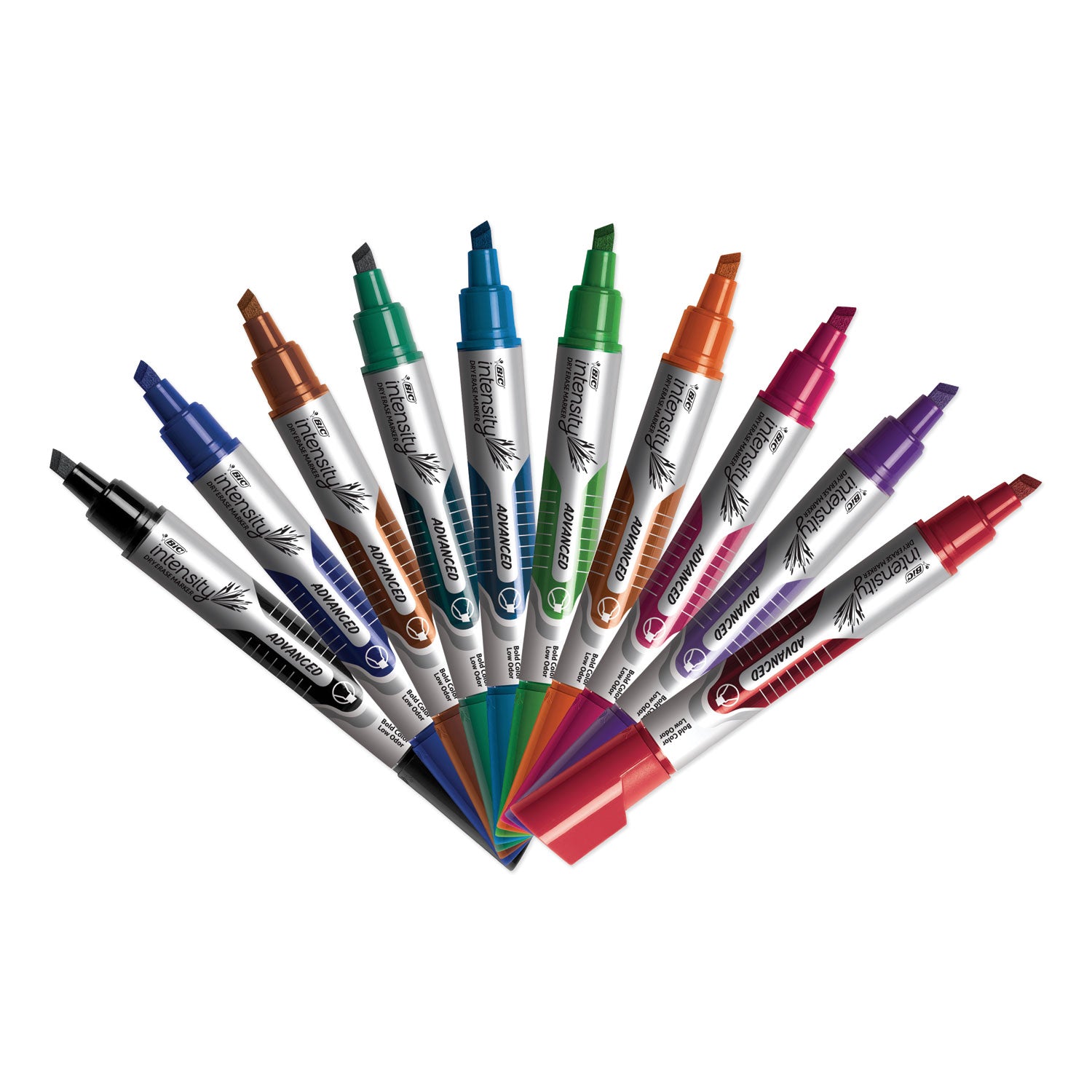 Intensity Advanced Dry Erase Marker, Tank-Style, Broad Chisel Tip, Assorted Colors, Dozen -
