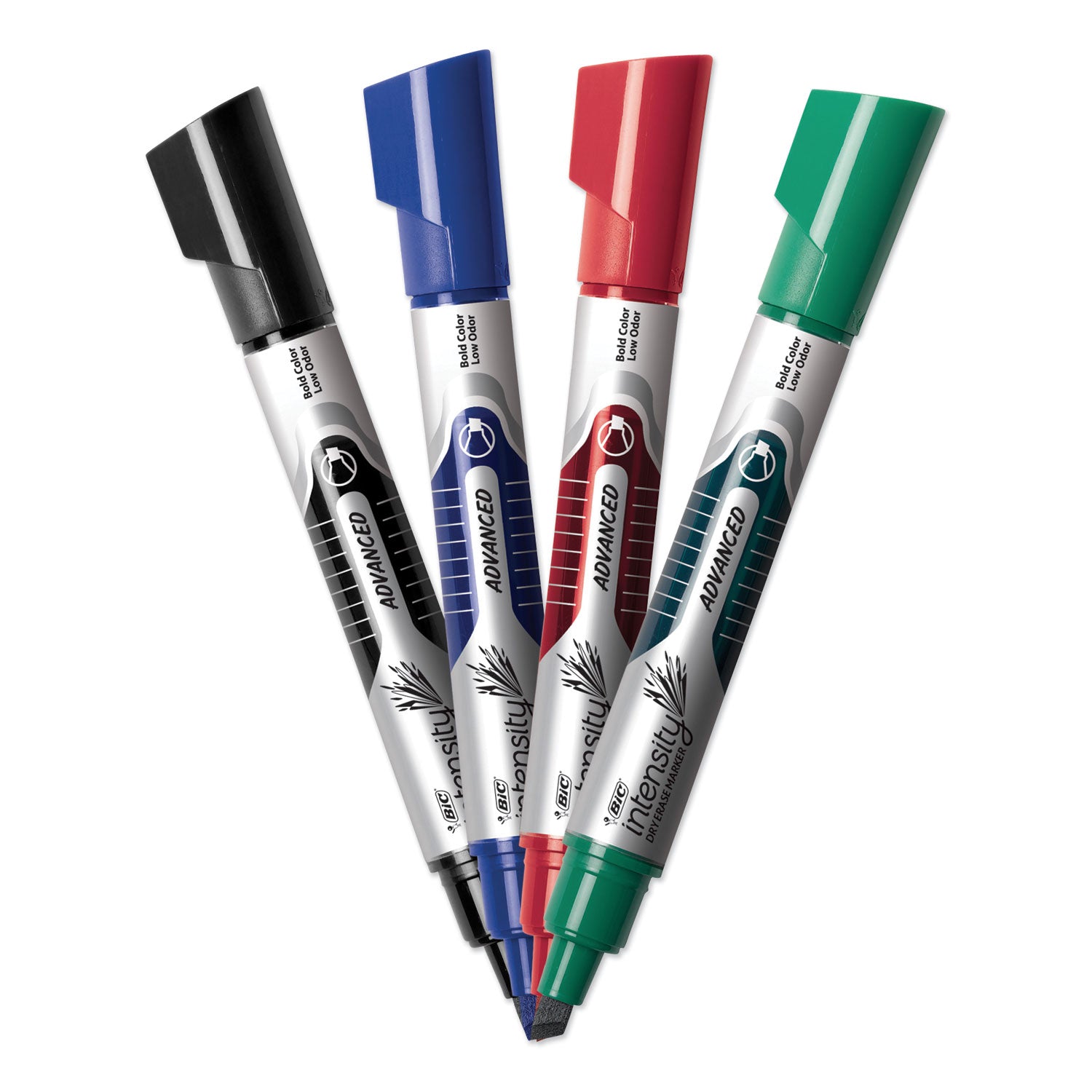 Intensity Advanced Dry Erase Marker, Tank-Style, Broad Chisel Tip, Assorted Colors, 4/Pack -