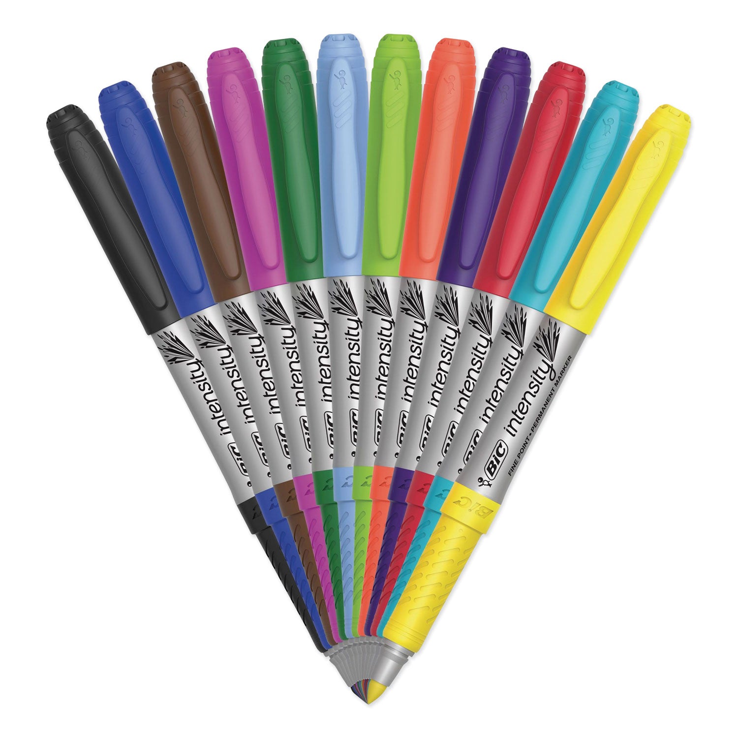 Intensity Fine Tip Permanent Marker, Fine Bullet Tip, Assorted Colors, 12/Set -
