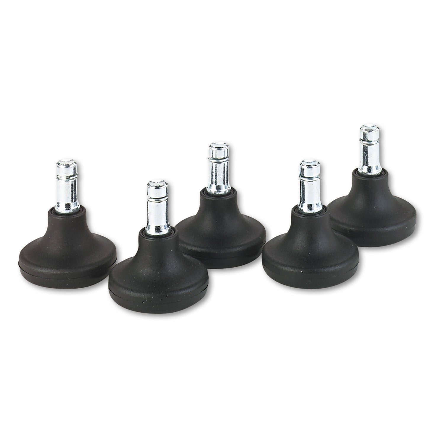 Low Profile Bell Glides, Grip Ring Type B Stem, 2" x 1.38" Glide, Matte Black, 5/Set -