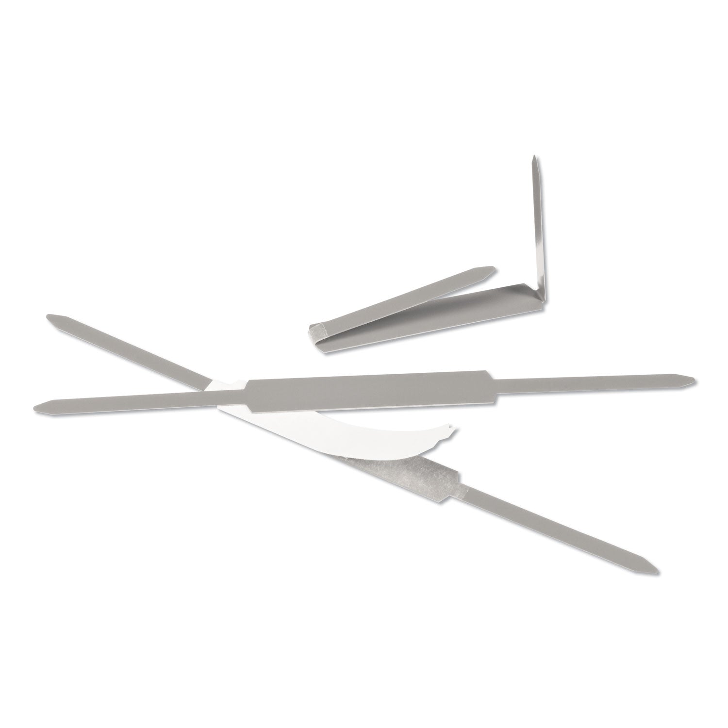 Self-Adhesive Two-Prong Paper Fastener Bases, 1" Capacity, 2.75" Center to Center, Matte Steel, 100/Box -