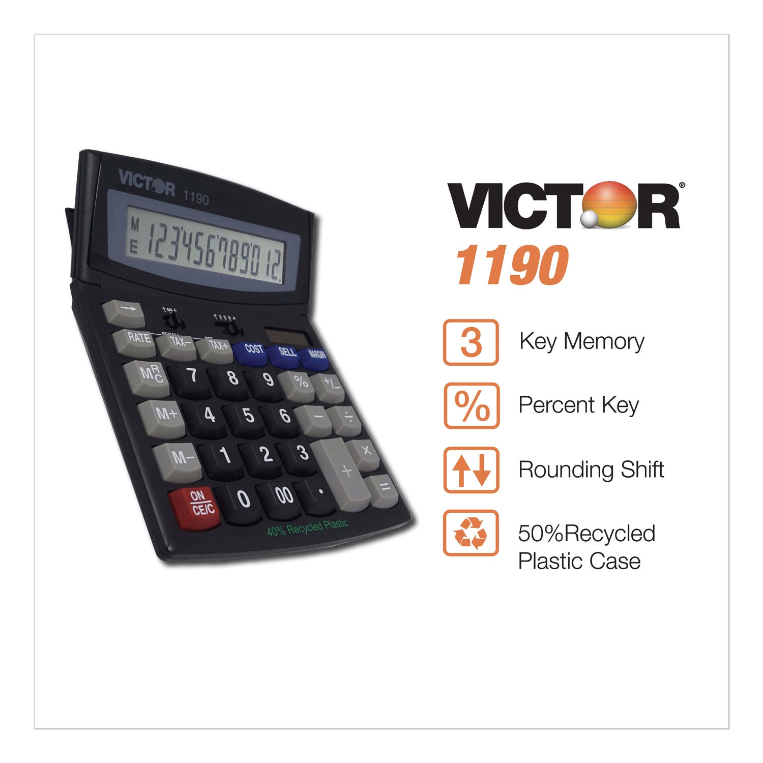 1190 Executive Desktop Calculator, 12-Digit LCD -