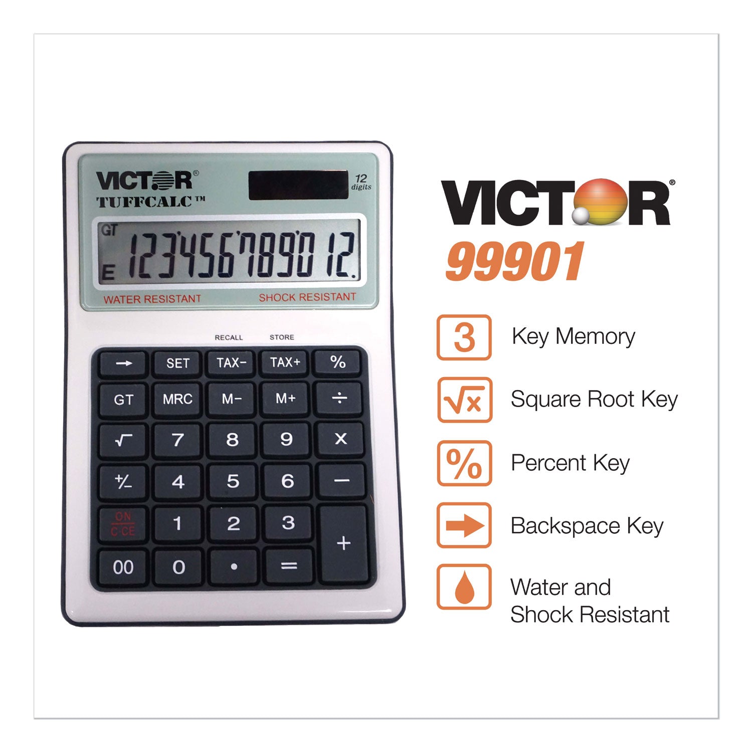 TUFFCALC Desktop Calculator, 12-Digit LCD -
