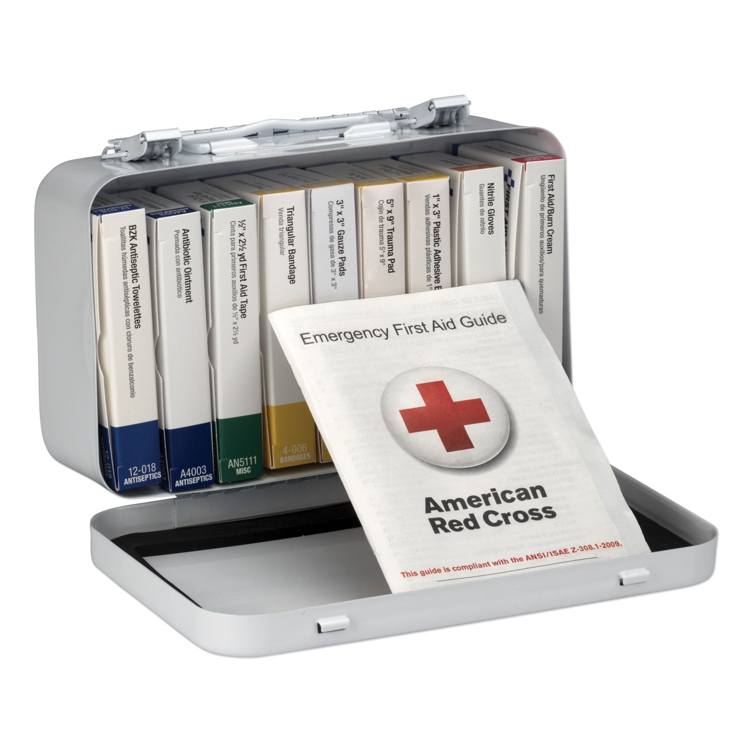 Unitized First Aid Kit for 10 People, 65 Pieces, OSHA/ANSI, Metal Case -