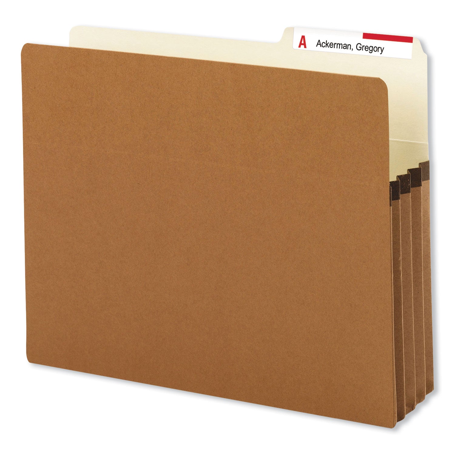 Redrope Drop Front File Pockets with 2/5-Cut Guide Height Tabs, 3.5" Expansion, Letter Size, Redrope, 25/Box -