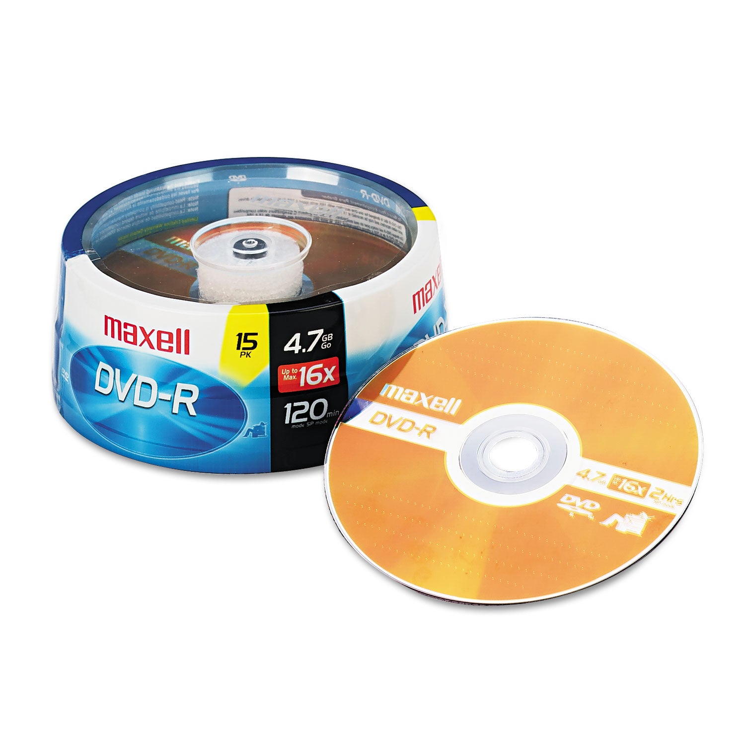 DVD-R Recordable Disc, 4.7 GB, 16x, Spindle, Gold, 15/Pack -