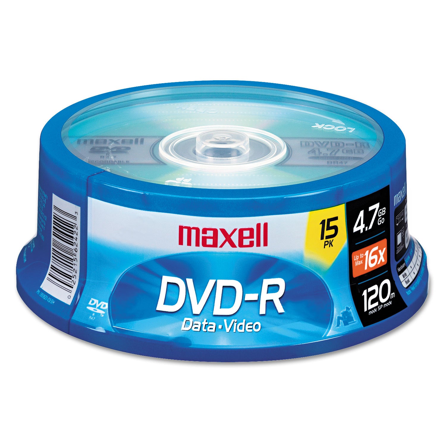 DVD-R Recordable Disc, 4.7 GB, 16x, Spindle, Gold, 15/Pack -