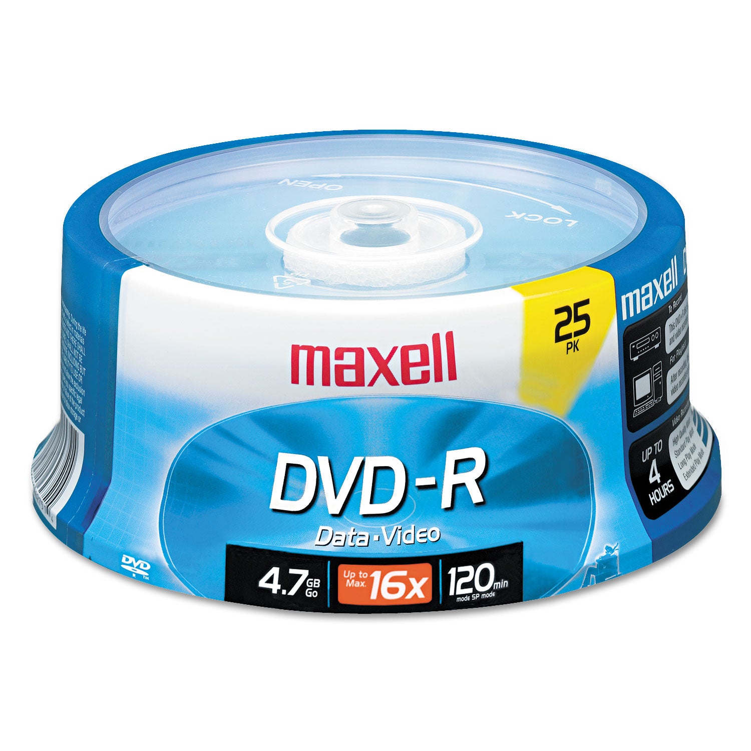 DVD-R Recordable Disc, 4.7 GB, 16x, Spindle, Gold, 25/Pack -