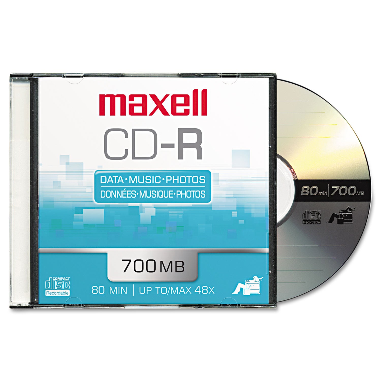 CD-R Recordable Disc, 700 MB/80 min, 48x, Slim Jewel Case, Silver, 10/Pack -