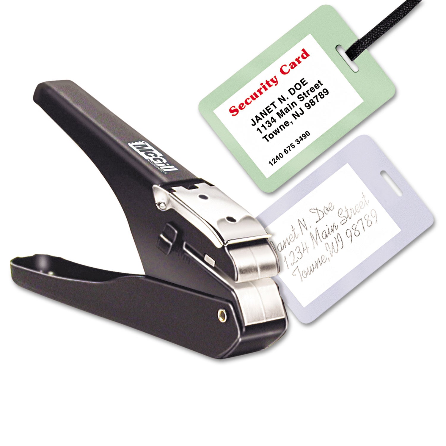 Handheld Badge/Slot Punch, 9/16" x 1/8" Horizontal Slot, Black/Chrome -