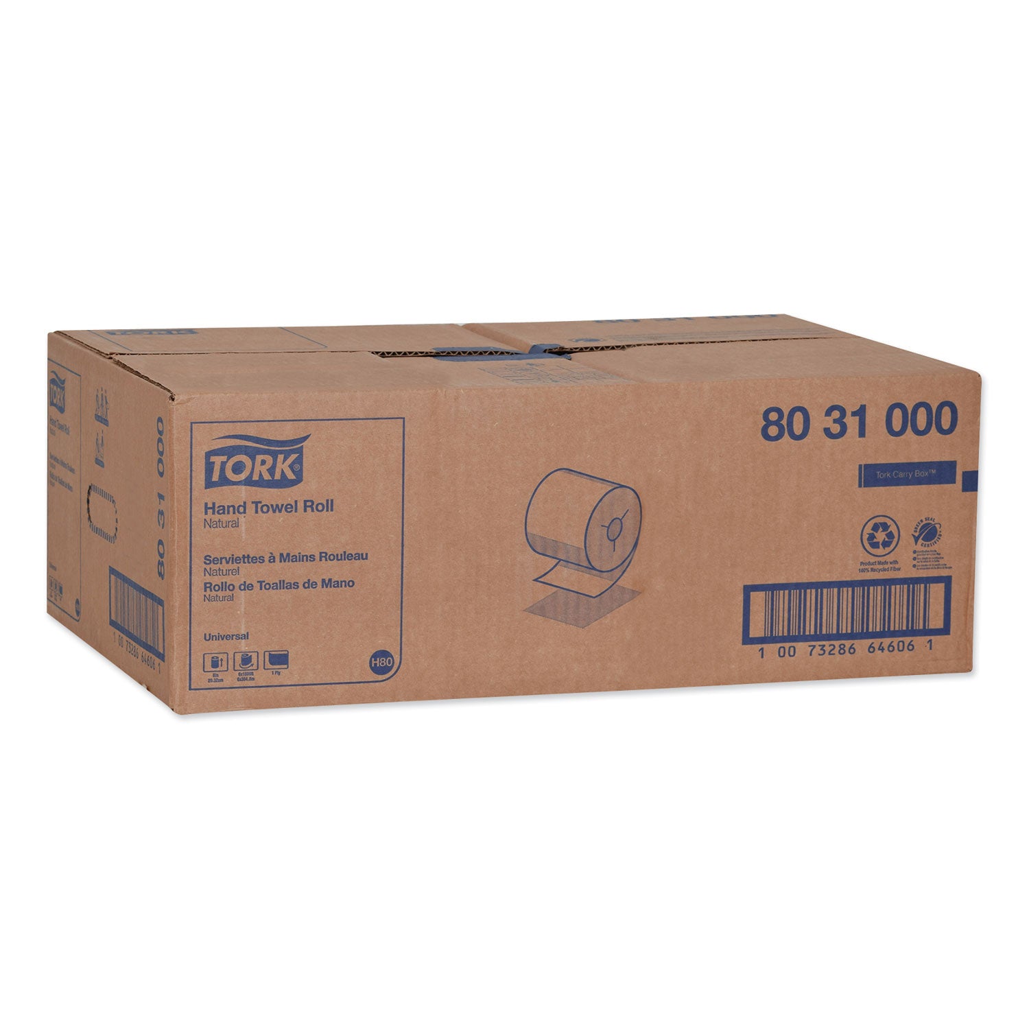 universal-hand-towel-roll-notched-1-ply-8-x-1000-ft-natural-6-rolls-carton_trk8031000 - 2