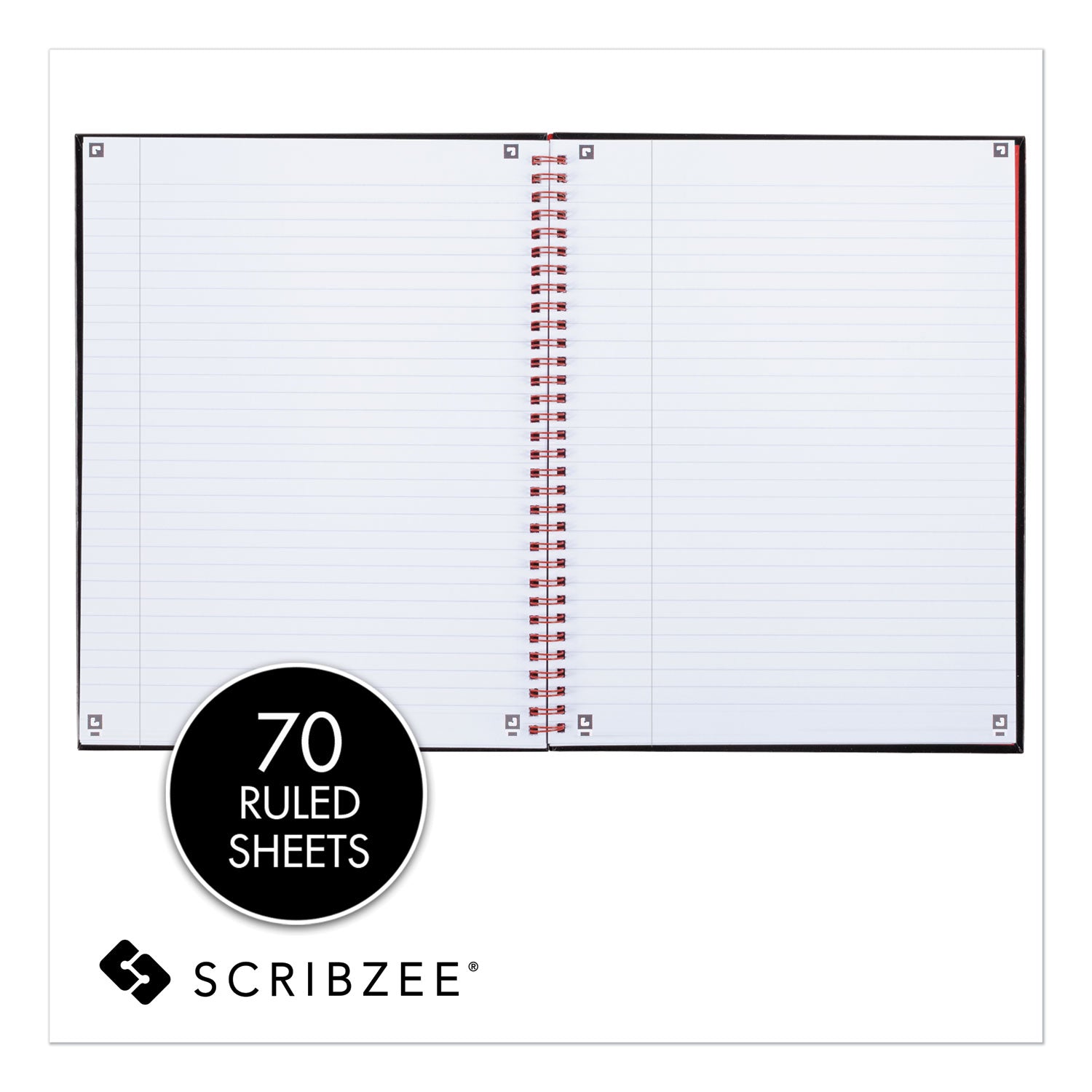 Hardcover Twinwire Notebooks, SCRIBZEE Compatible, 1-Subject, Wide/Legal Rule, Black Cover, (70) 11 x 8.5 Sheets -