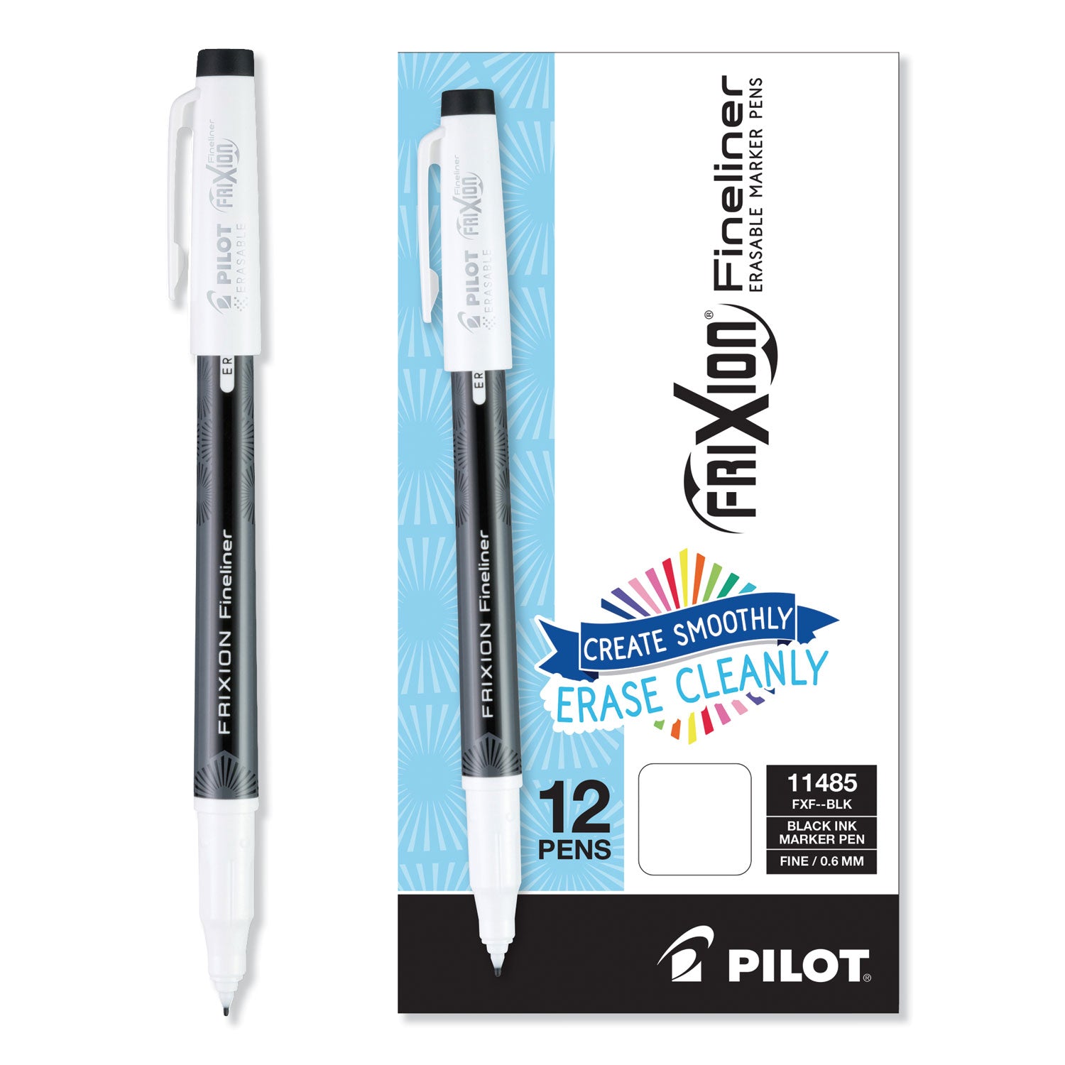 frixion-fineliner-erasable-porous-point-pen-stick-fine-06-mm-black-ink-black-white-barrel-dozen_pil11485 - 2