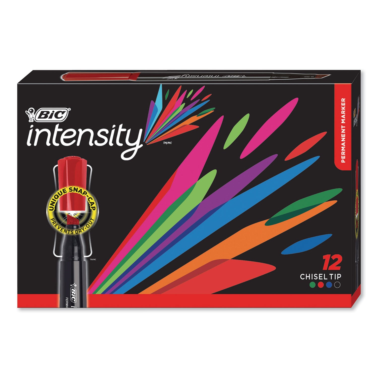intensity-chisel-tip-permanent-marker-broad-chisel-tip-assorted-colors-dozen_bicgpmm11ast - 1