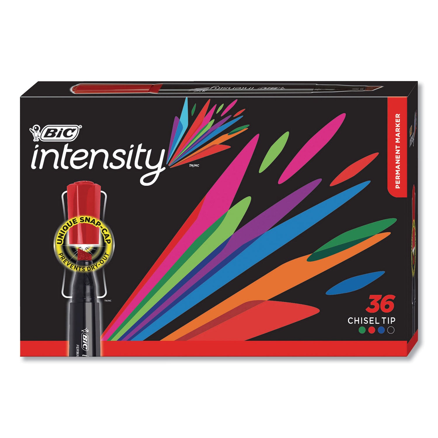 intensity-chisel-tip-permanent-marker-value-pack-broad-chisel-tip-assorted-colors-36-pack_bicgpmm36ast - 1