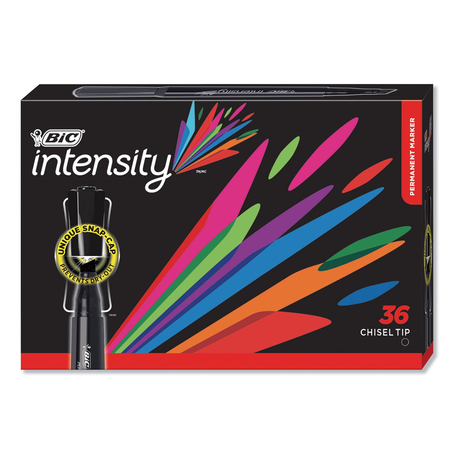 Intensity Chisel Tip Permanent Marker Value Pack, Broad Chisel Tip, Black, 36/Pack - 2