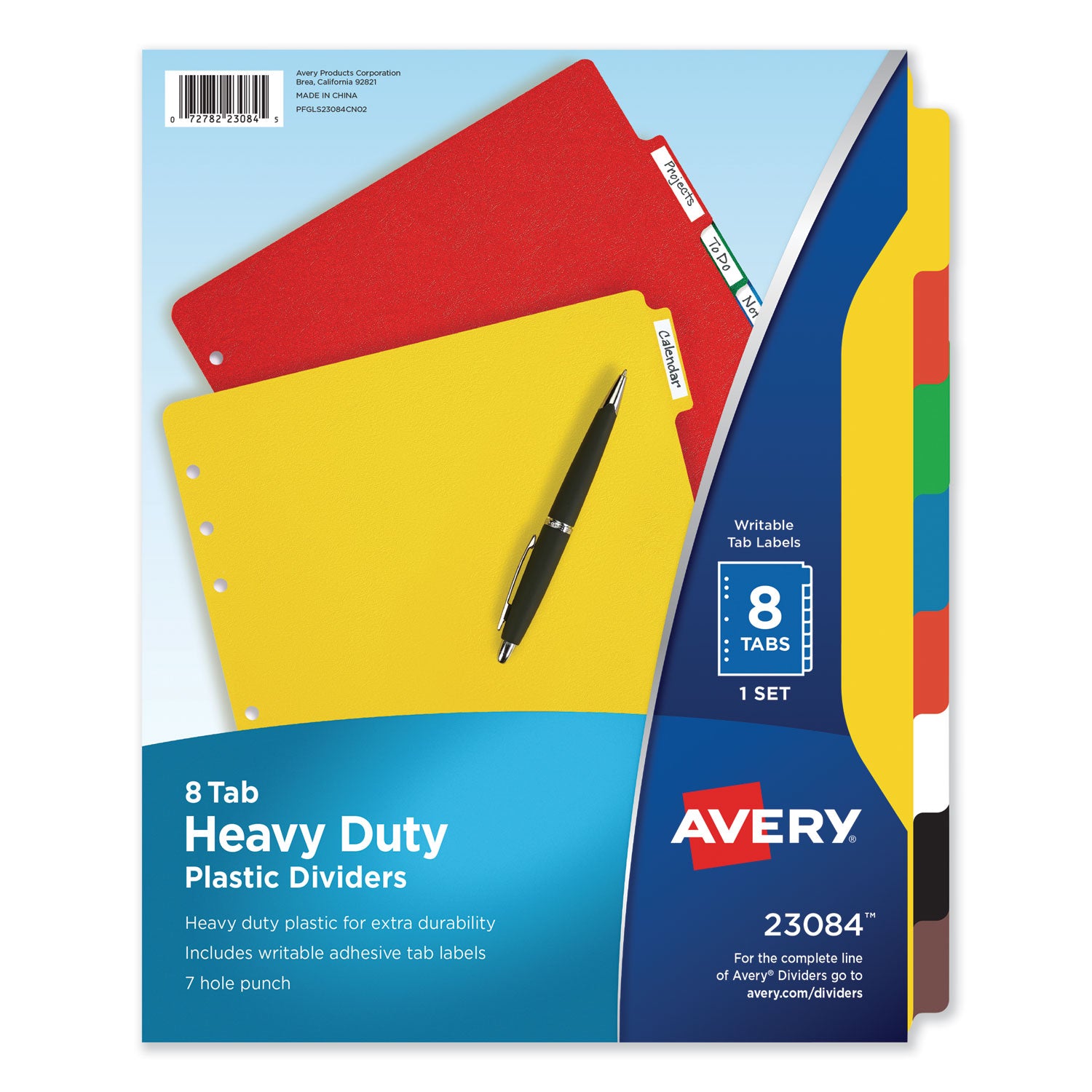 Heavy-Duty Plastic Dividers with Multicolor Tabs and White Labels , 8-Tab, 11 x 8.5, Assorted, 1 Set -