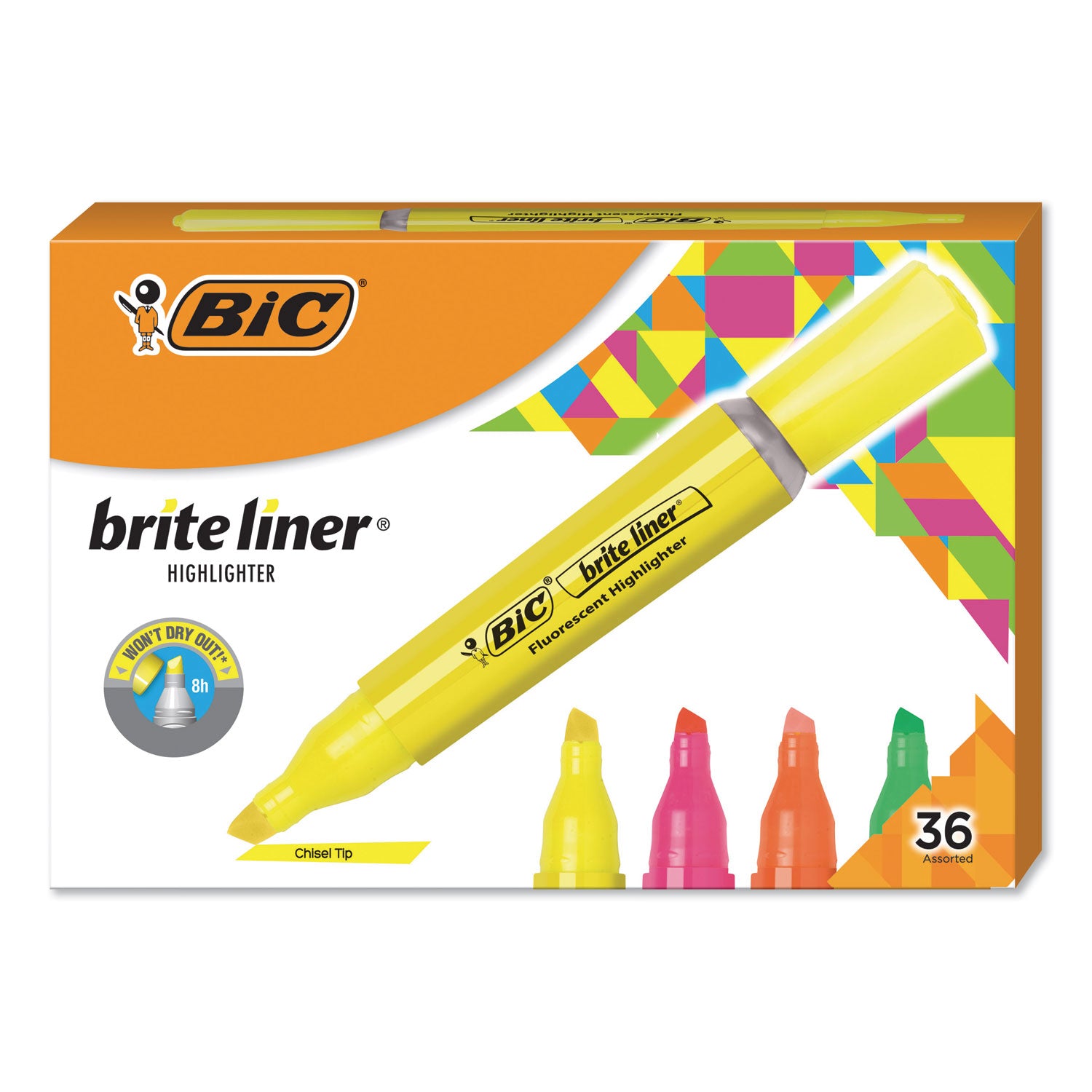 brite-liner-tank-style-highlighter-value-pack-assorted-ink-colors-chisel-tip-assorted-barrel-colors-36-pack_bicblmg36ast - 2