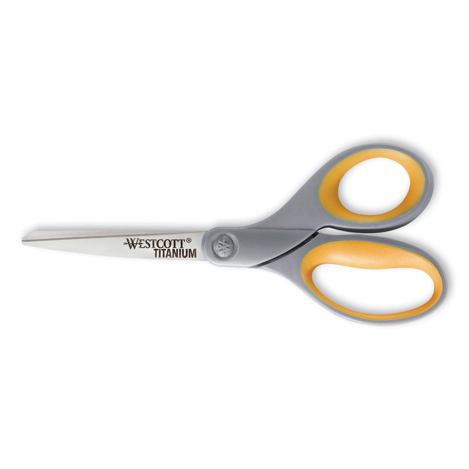 Titanium Bonded Scissors, 8" Long, 3.5" Cut Length, Gray/Yellow Straight Handle -