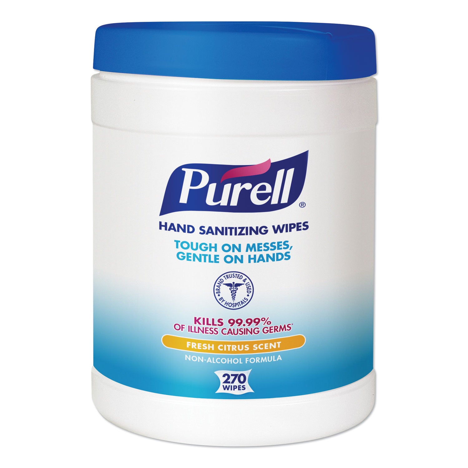 Sanitizing Hand Wipes, 6.75 x 6, Fresh Citrus, White, 270 Wipes/Canister -