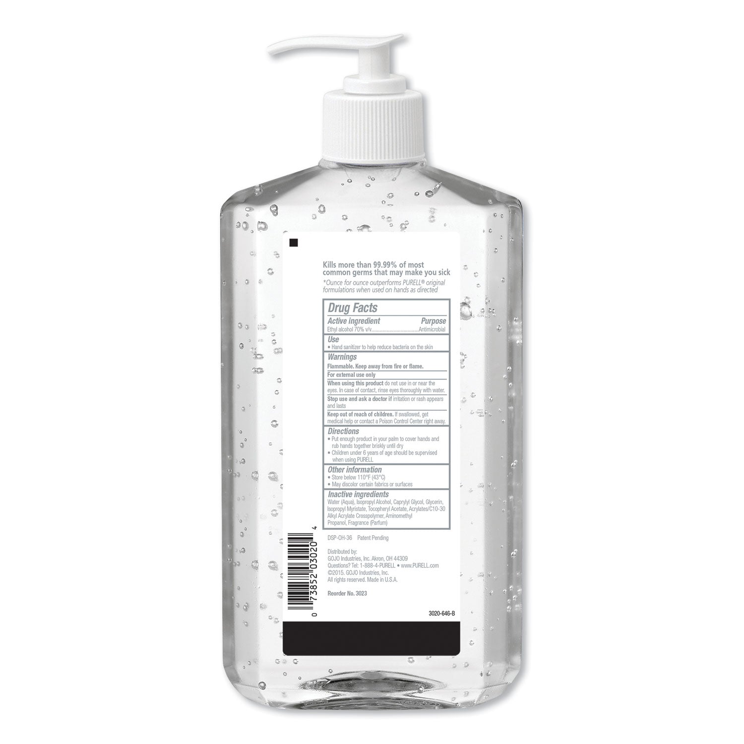 Advanced Hand Sanitizer Refreshing Gel, 20 oz Pump Bottle, Clean Scent, 12/Carton -