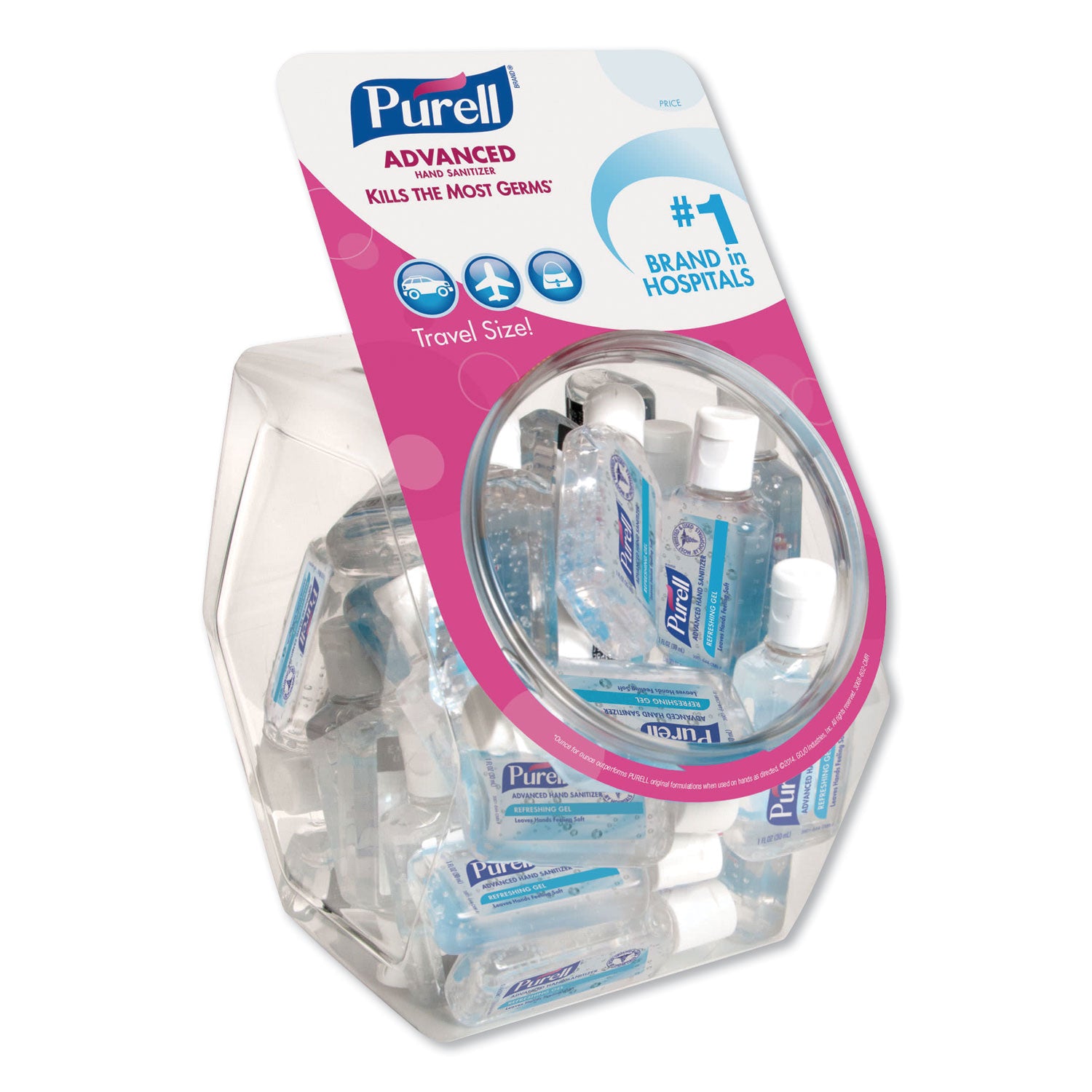 Advanced Hand Sanitizer Refreshing Gel, 1 oz Flip-Cap Bottle with Display Bowl, Clean Scent, 36/Bowl -