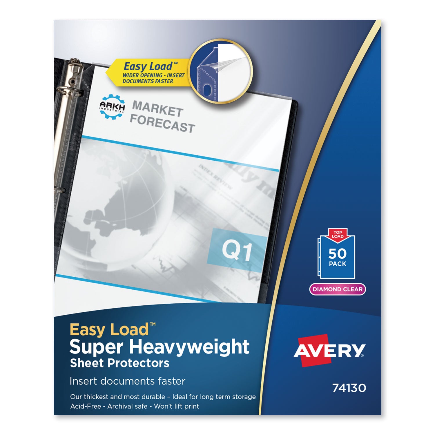 top-load-poly-sheet-protector-super-heavy-gauge-letter-diamond-clear-50-box_ave74130 - 1