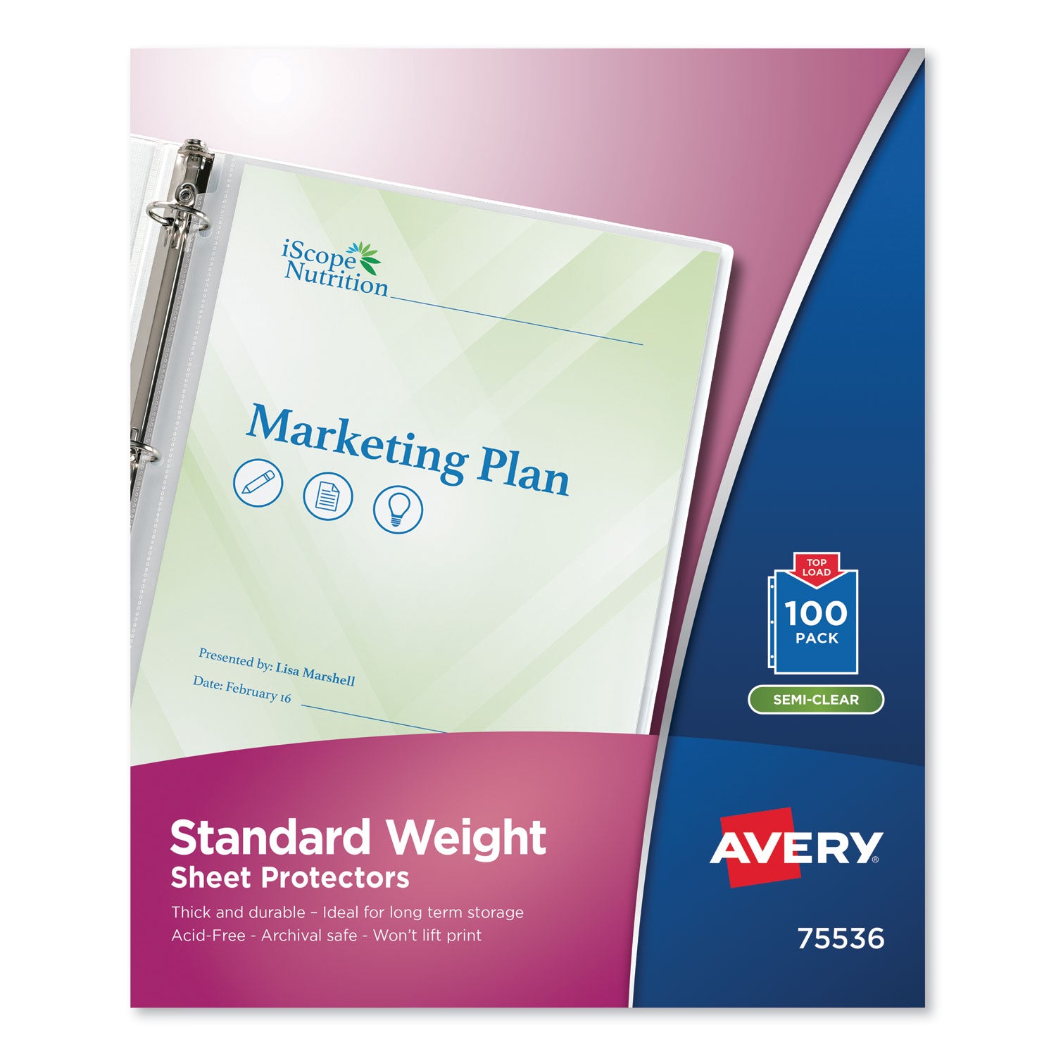 top-load-sheet-protector-standard-letter-semi-clear-100-box_ave75536 - 1
