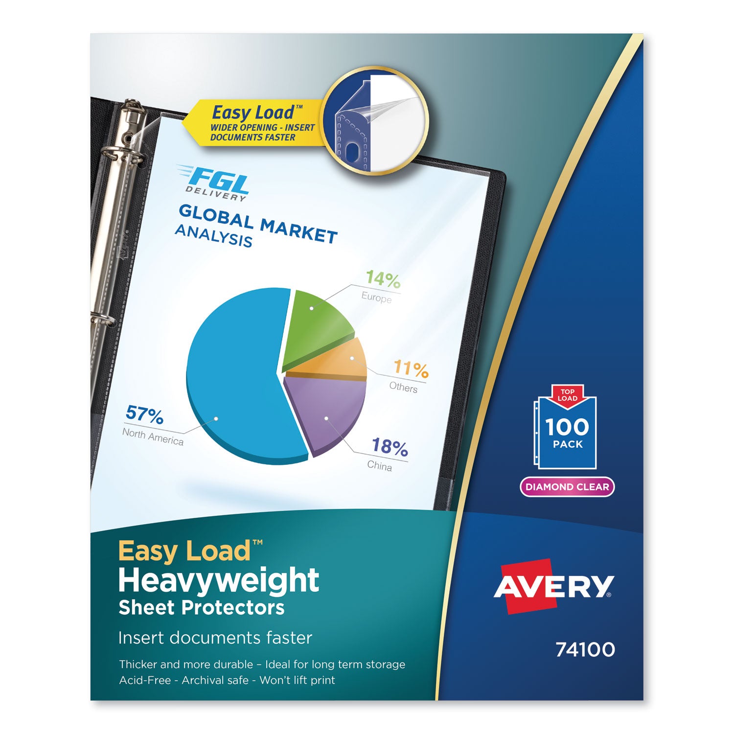 top-load-poly-sheet-protectors-heavy-gauge-letter-diamond-clear-100-box_ave74100 - 1