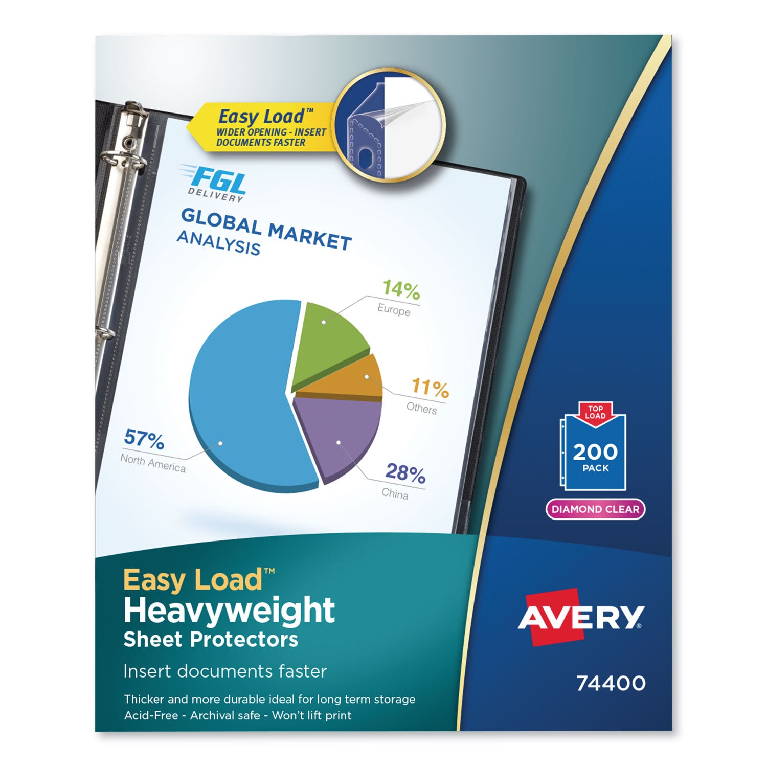 top-load-poly-sheet-protectors-heavy-letter-diamond-clear-200-box_ave74400 - 1
