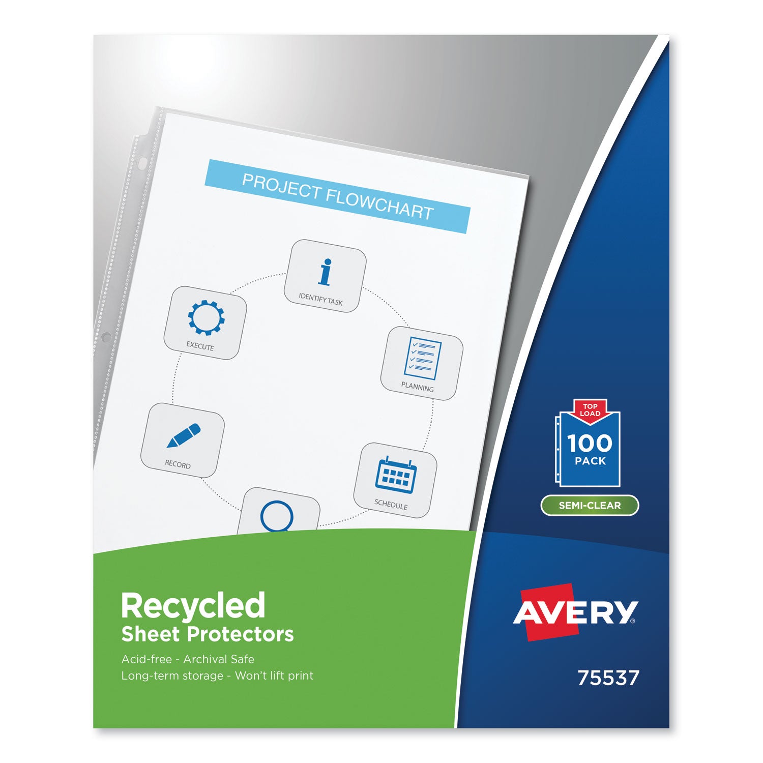top-load-recycled-polypropylene-sheet-protector-semi-clear-100-box_ave75537 - 1