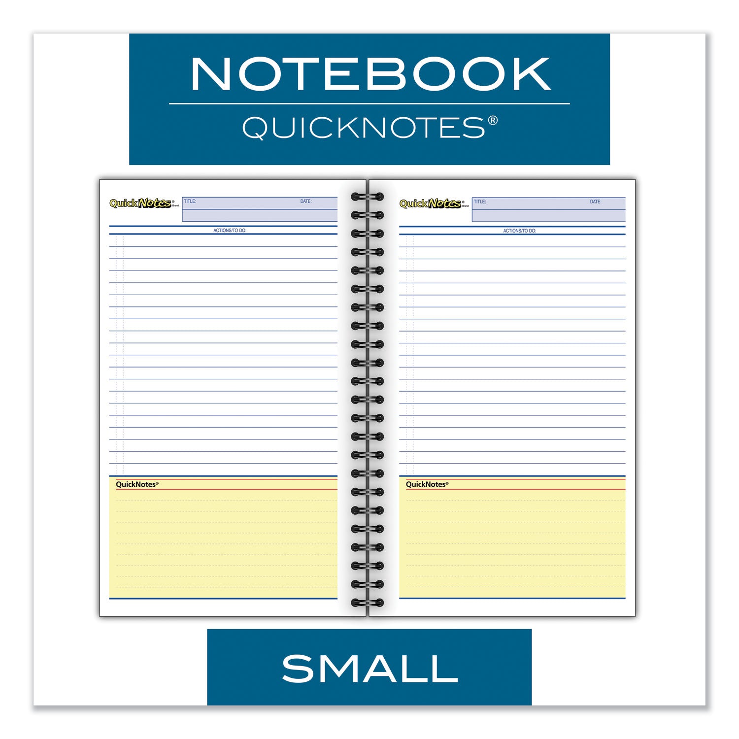 Wirebound Guided QuickNotes Notebook, 1-Subject, List-Management Format, Dark Gray Cover, (80) 8 x 5 Sheets -