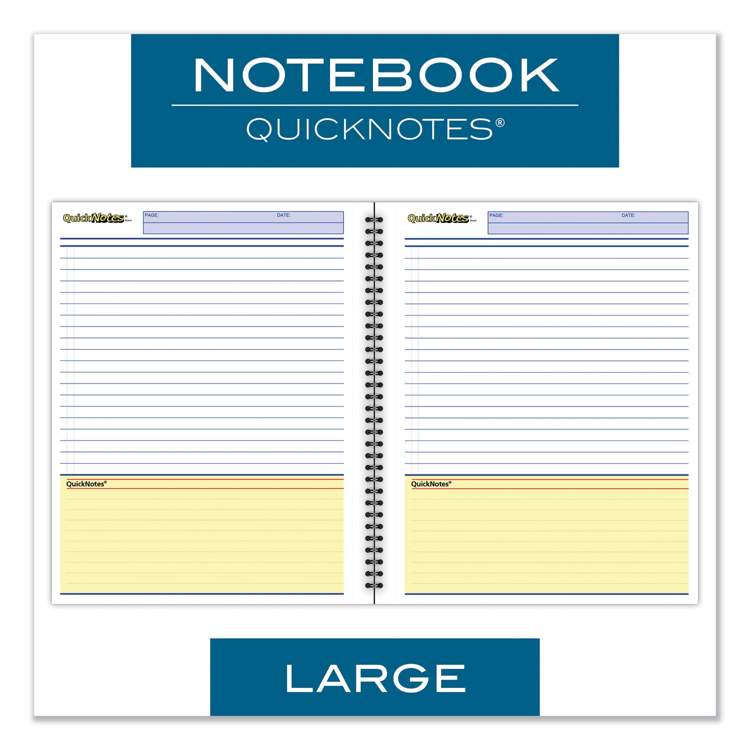 Wirebound Guided QuickNotes Notebook, 1-Subject, List-Management Format, Dark Gray Cover, (80) 11 x 8.5 Sheets -
