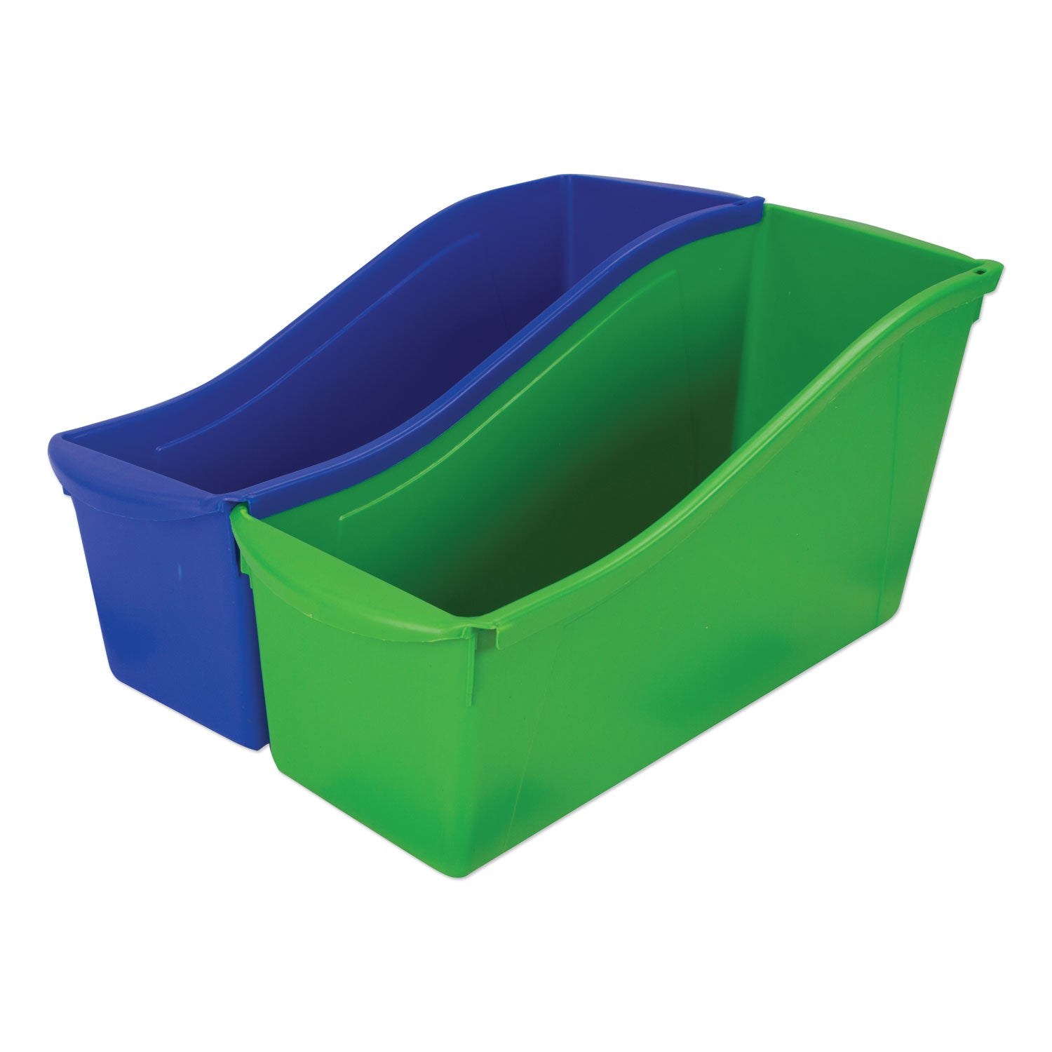 Interlocking Book Bins with Clear Label Pouches, 4.75" x 12.63" x 7", Assorted Colors, 5/Pack -