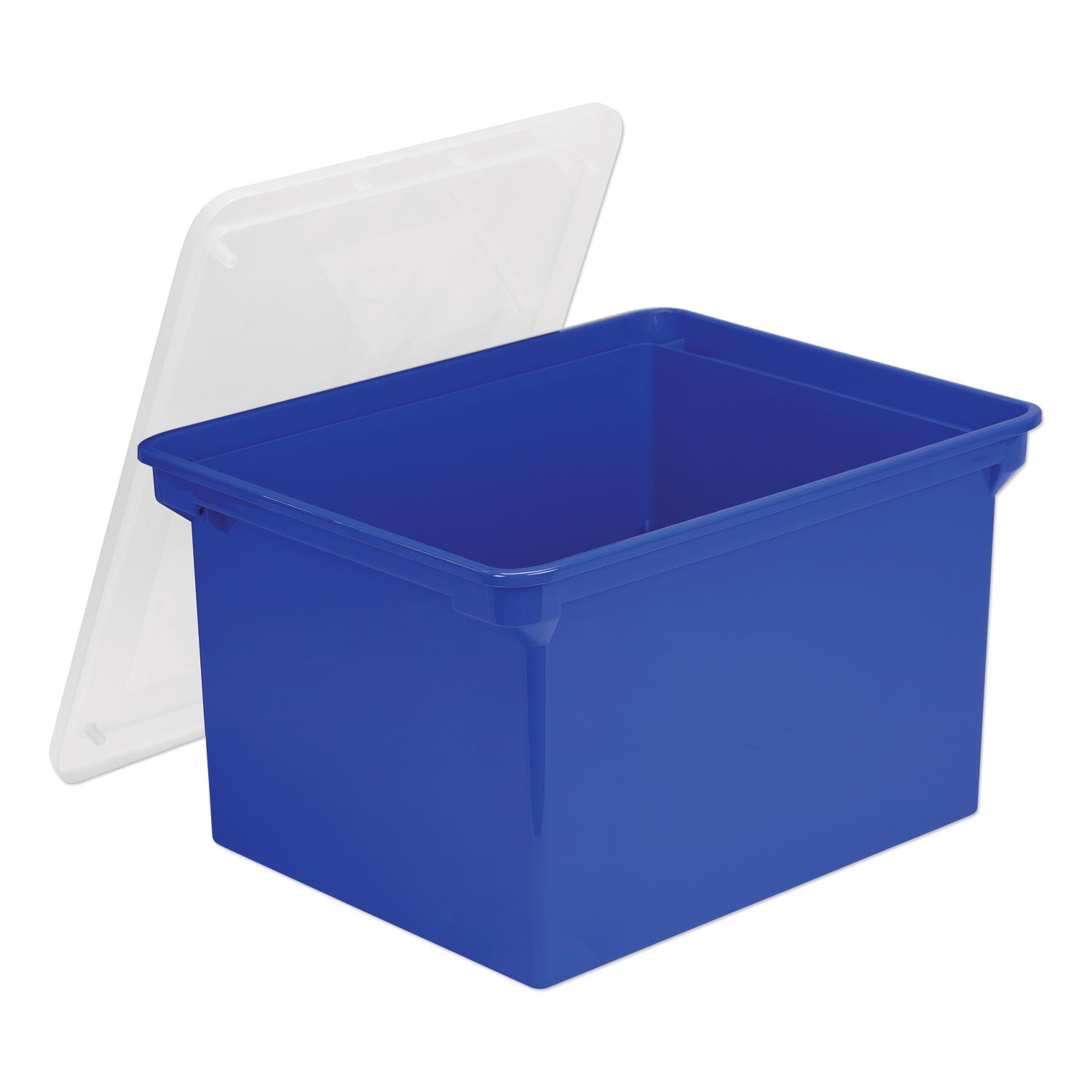 Plastic File Tote, Letter/Legal Files, 18.5" x 14.25" x 10.88", Blue/Clear -