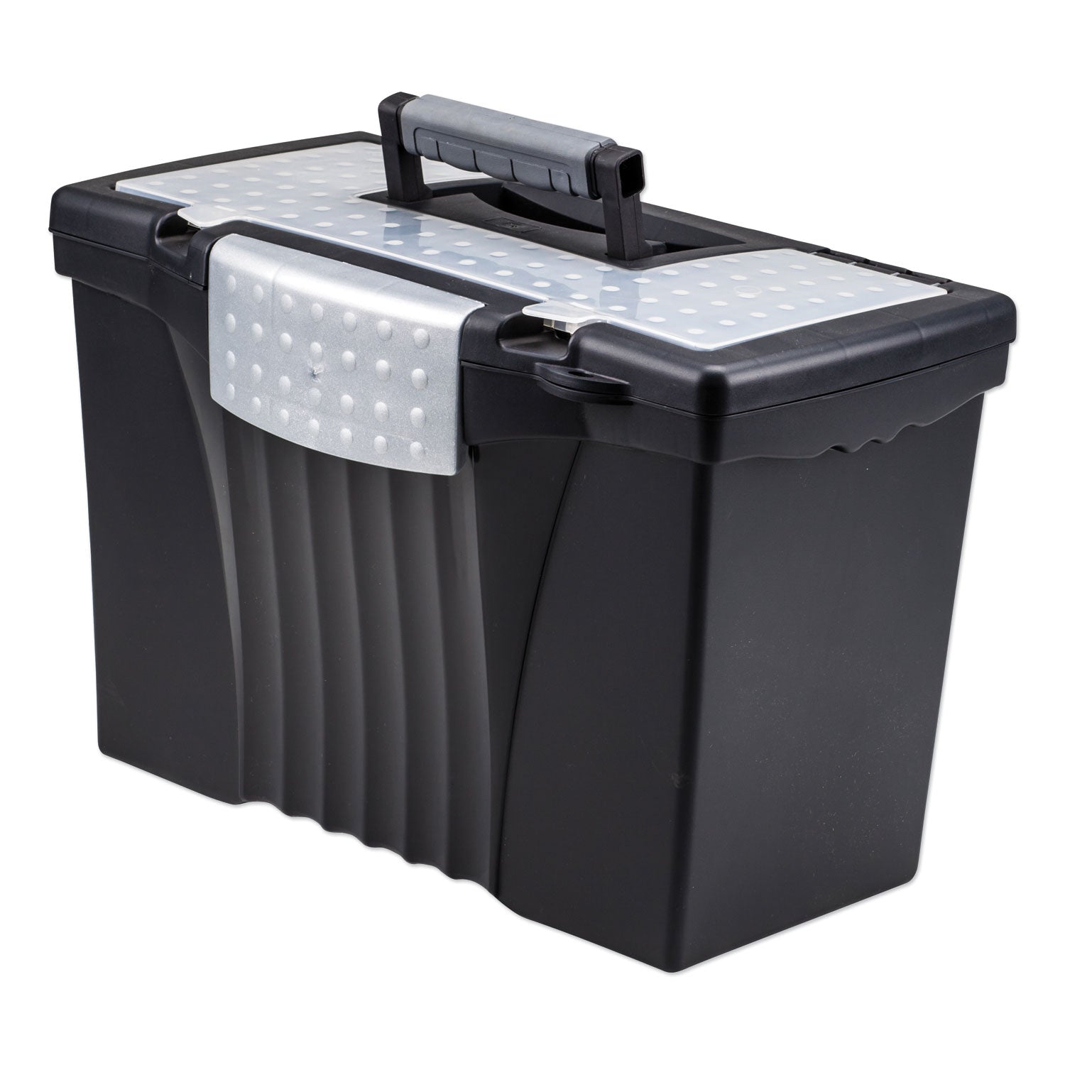 Portable Letter/Legal Filebox with Organizer Lid, Letter/Legal Files, 14.5" x 10.5" x 12", Black -