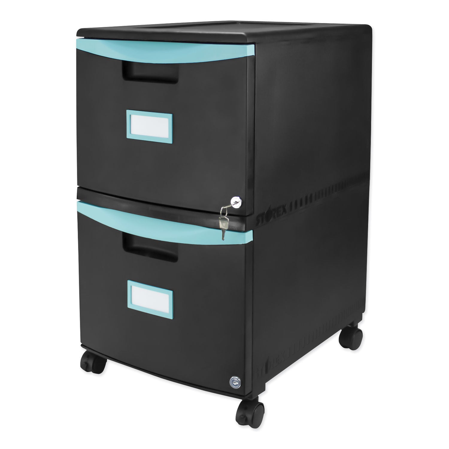 two-drawer-mobile-filing-cabinet-2-legal-letter-size-file-drawers-black-teal-1475-x-1825-x-26_stx61315u01c - 2