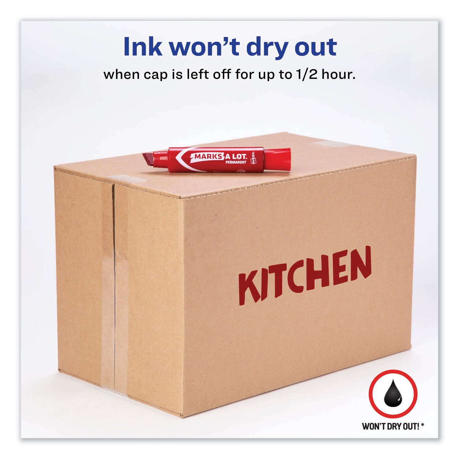 MARKS A LOT Extra-Large Desk-Style Permanent Marker, Extra-Broad Chisel Tip, Red (24147) -