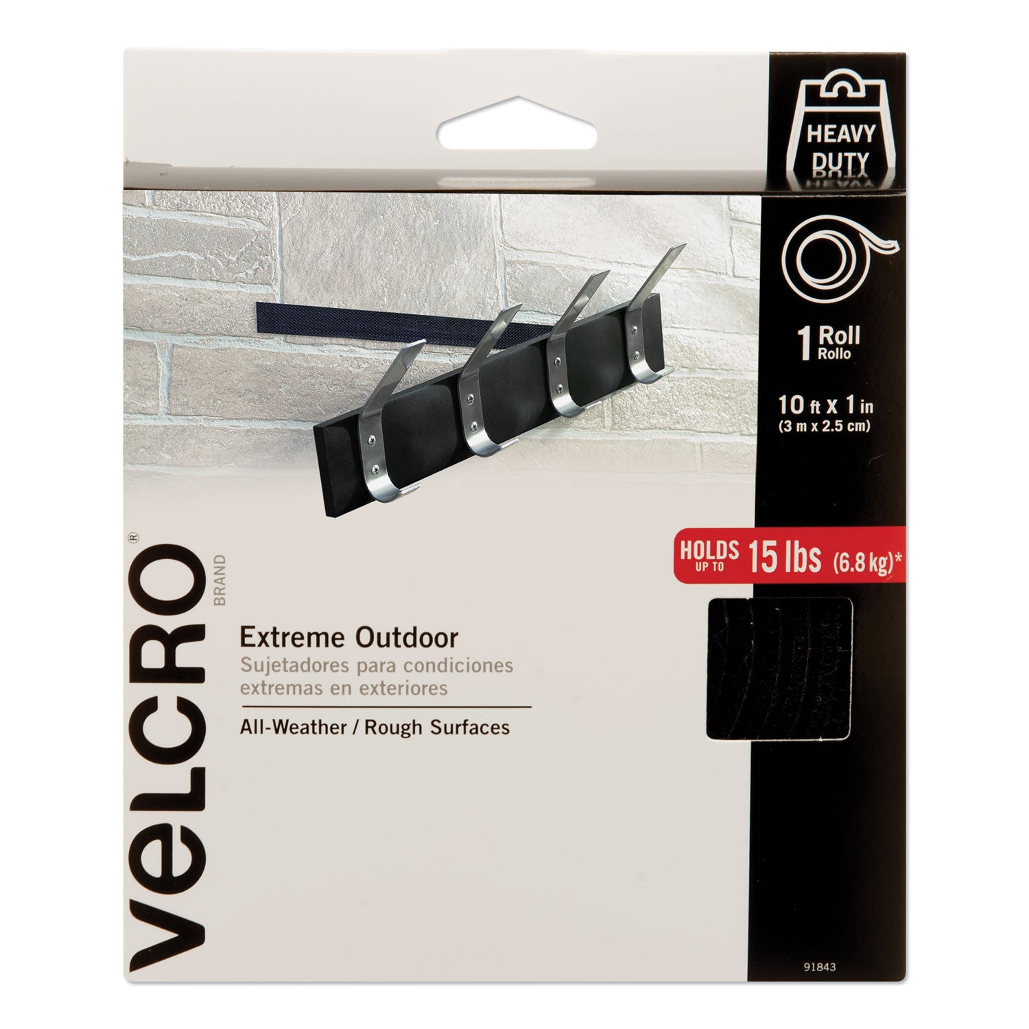 Heavy-Duty Fasteners, Extreme Outdoor Performance, 1" x 10 ft, Black -