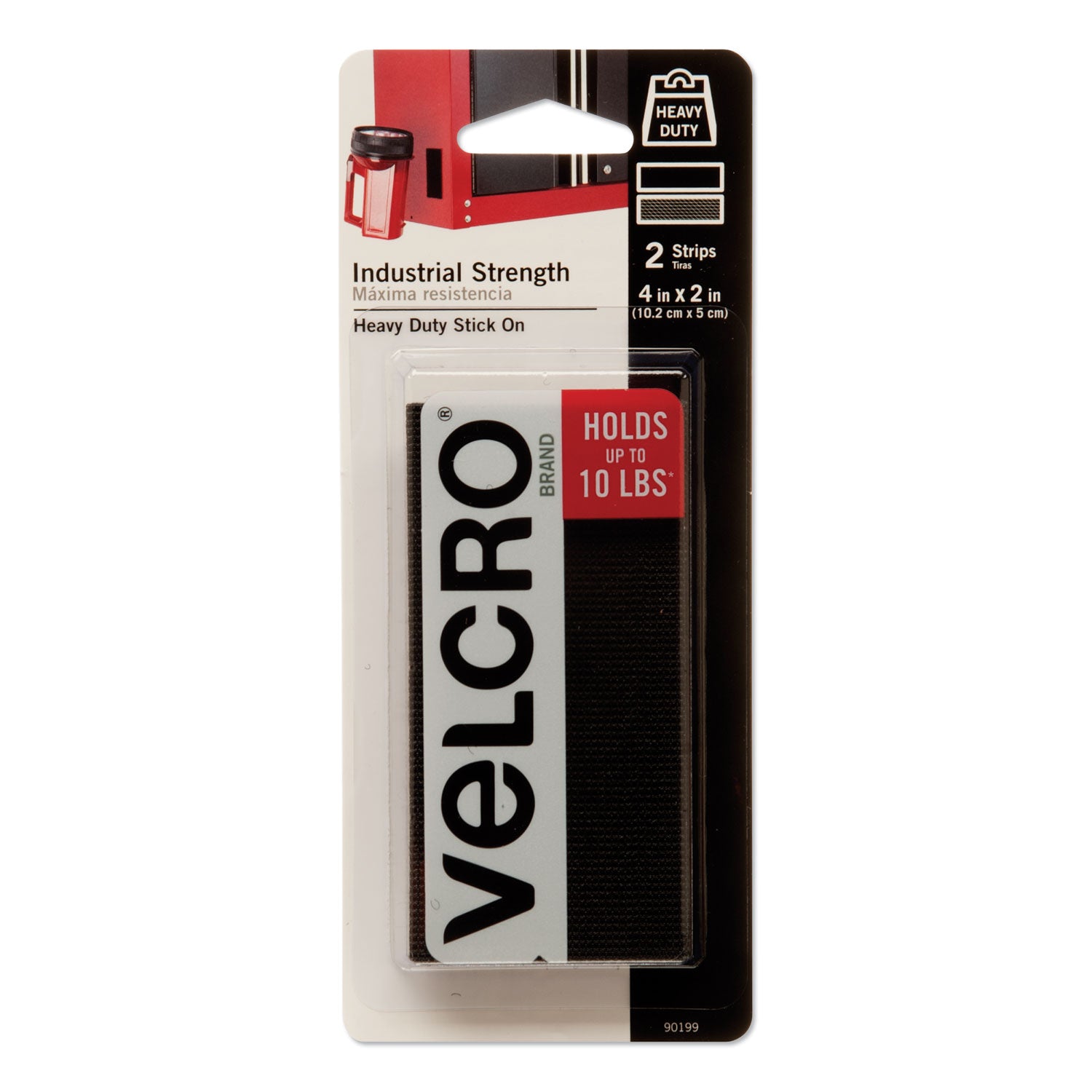 Industrial-Strength Heavy-Duty Fasteners, 2" x 4", Black, 2/Pack -