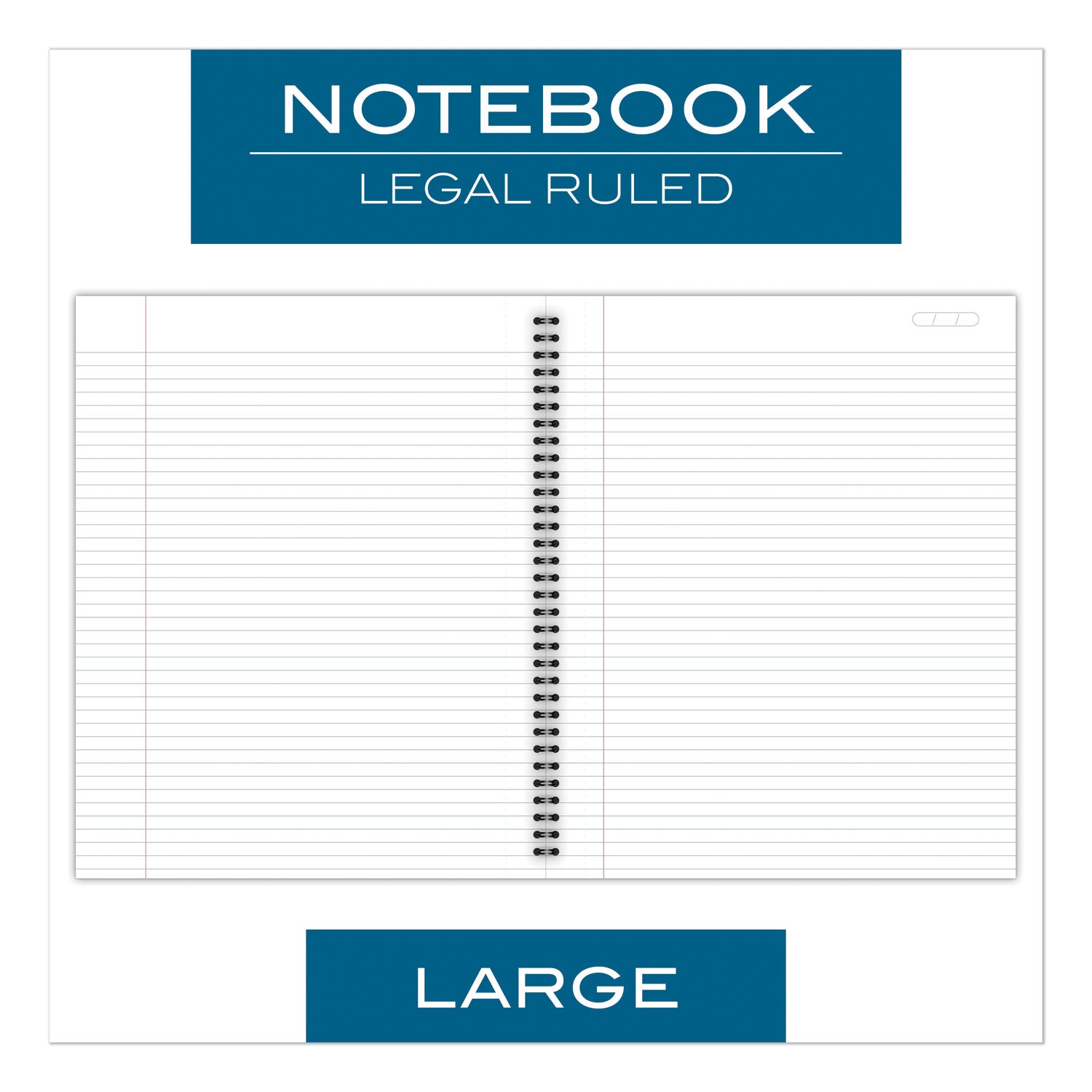 Wirebound Business Notebook, 1-Subject, Wide/Legal Rule, Black Linen Cover, (80) 11 x 8.5 Sheets -