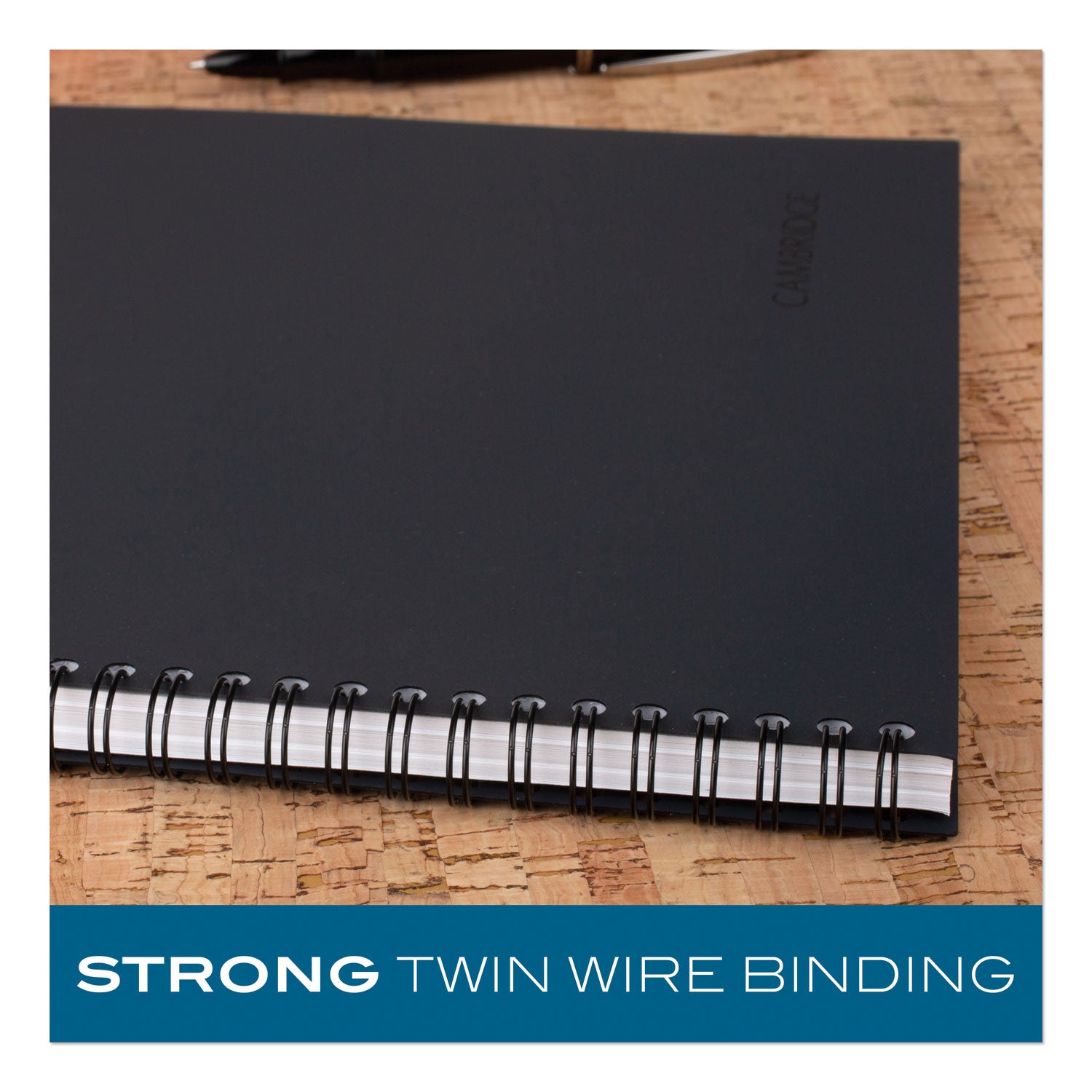 Wirebound Business Notebook, 1-Subject, Wide/Legal Rule, Black Linen Cover, (80) 11 x 8.5 Sheets -