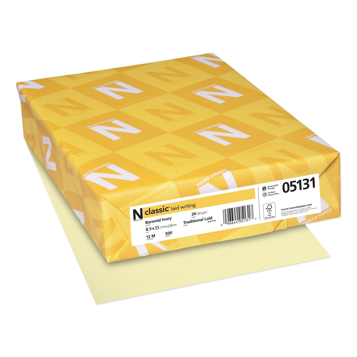 CLASSIC Laid Stationery Writing Paper, 24 lb Bond Weight, 8.5 x 11, Baronial Ivory, 500/Ream -