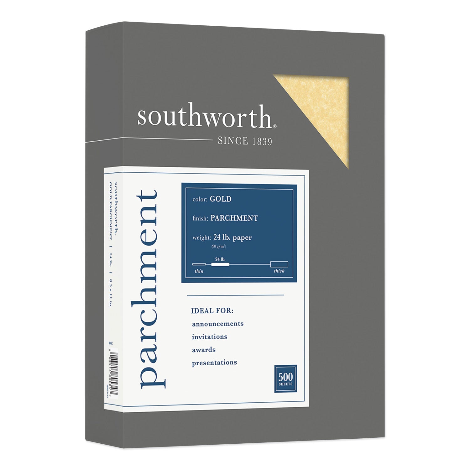 Parchment Specialty Paper, 24 lb Bond Weight, 8.5 x 11, Gold, 500/Ream -