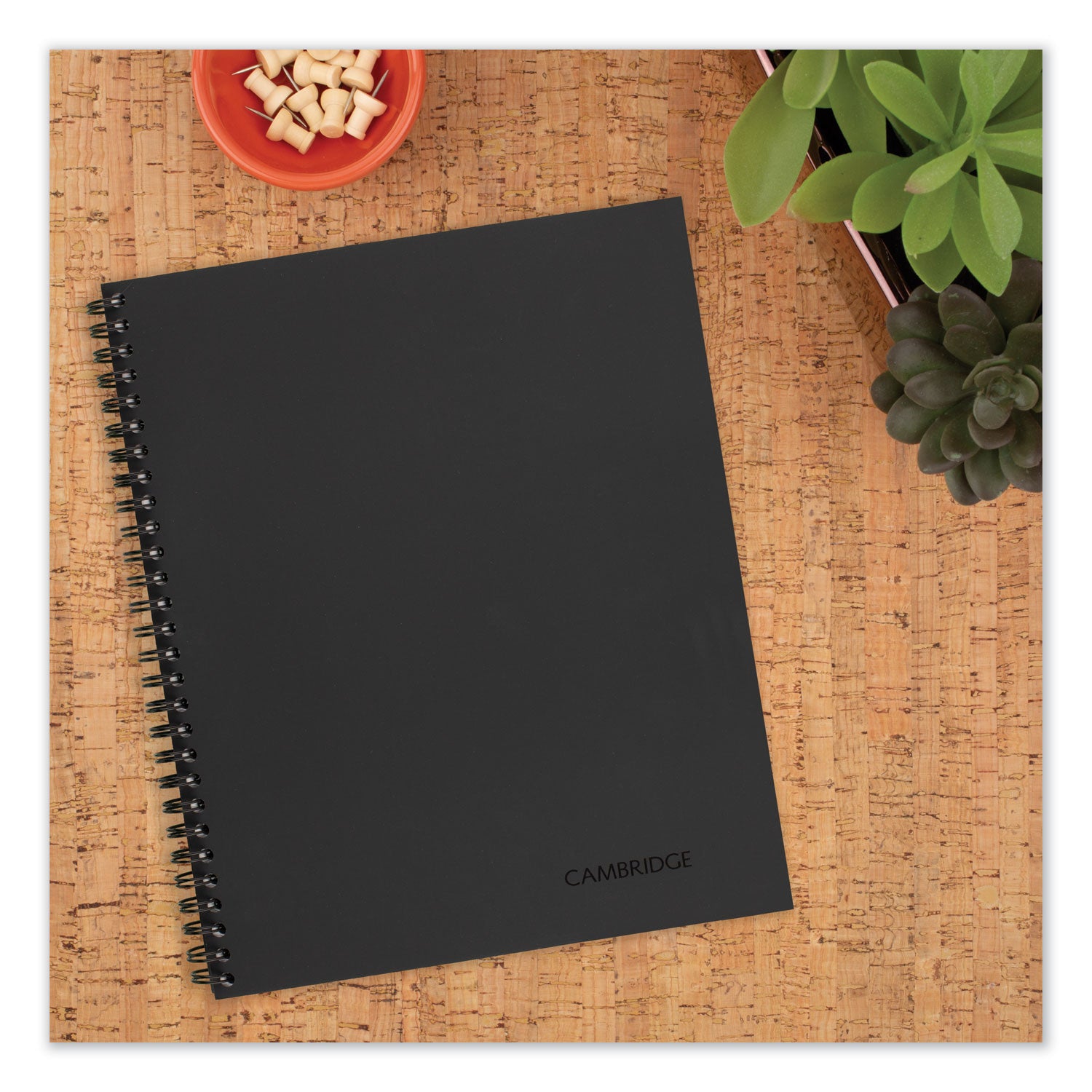 Wirebound Business Notebook, 1-Subject, Wide/Legal Rule, Black Linen Cover, (80) 9.5 x 6.63 Sheets -