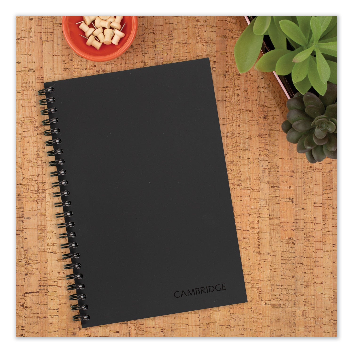 Wirebound Business Notebook, 1-Subject, Wide/Legal Rule, Black Linen Cover, (80) 8 x 5 Sheets -